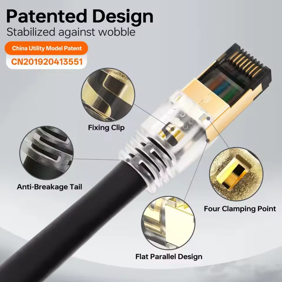 Cable Ethernet Cat 8, 40Gbps, 2000Mhz, Cable LAN de red de alta velocidad para enrutador, PS4, portátil, opciones planas/redondas disponibles en múltiples - imagen 2
