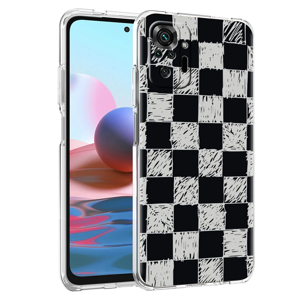 Funda de teléfono a cuadros para Xiaomi Redmi Note 12, 4G, 11, 10 Pro, 5G, 10C, 10S, 9S, 9, 9T, 8T, 9C, 9A, 8, 8A, 7, K50, K40 - imagen 3