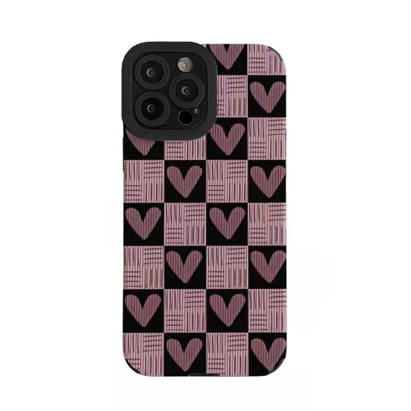 Funda de teléfono de silicona con forma de corazón de amor púrpura cuadrado a la moda para iPhone 13 12 11 14 15 Pro Max Mini 8 7 Plus X XR XS SE cubierta a prueba de golpes - imagen 5