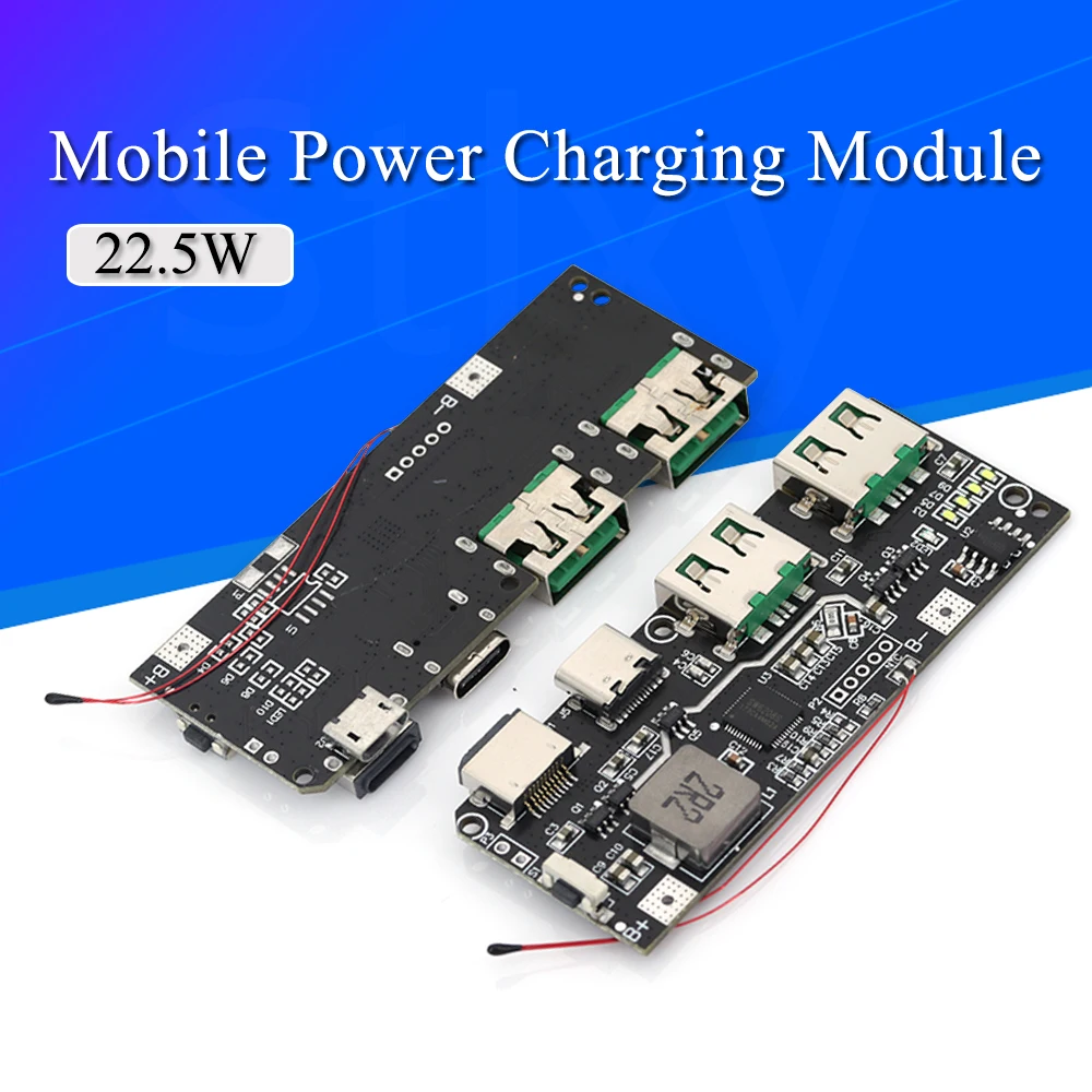 QC4.0 QC3.0 LED USB Dual 5V 4.5A 22,5 W Micro/tipo-c USB banco de energía móvil 18650 módulo de carga protección de temperatura/circuito