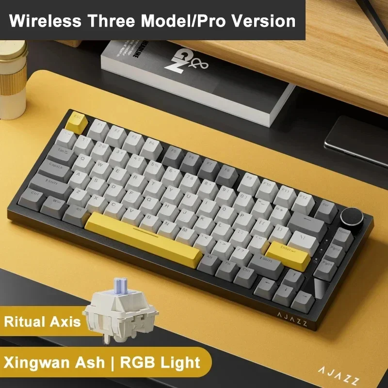 Ajazz Ak820 Pro RGB teclado mecánico para juegos multimodo actualización de 82 teclas teclado inalámbrico para jugadores junta personalizada para Pc portátil - imagen 2