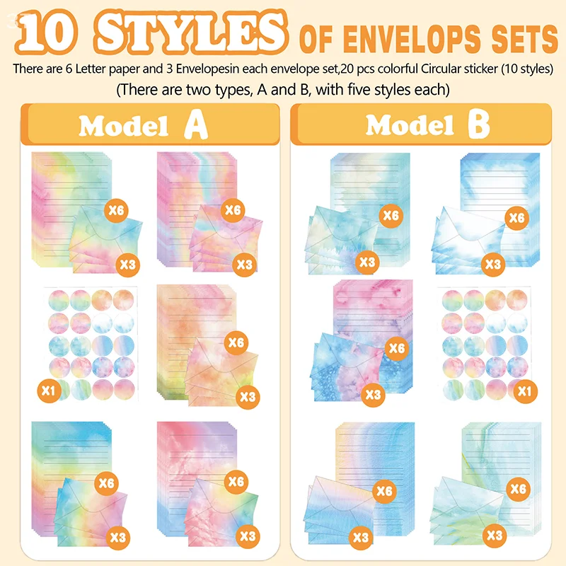 Precioso paquete estacionario de acuarela: juego de 30 sobres de papel y 15 unidades. - imagen 2