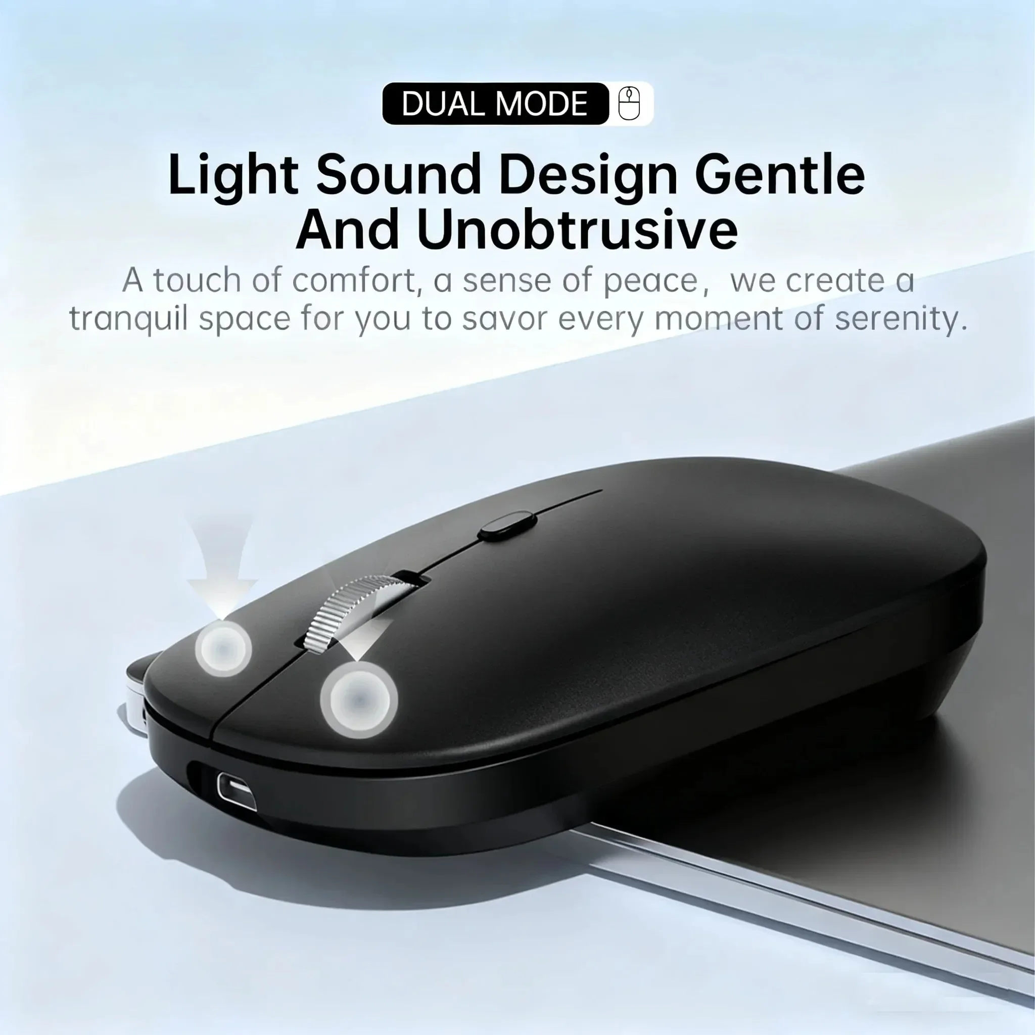 Ratón inalámbrico de modo Dual, Bluetooth 2,4G, carga tipo C, clic silencioso, ratones portátiles, ratón ergonómico para juegos para ordenador de oficina - imagen 4