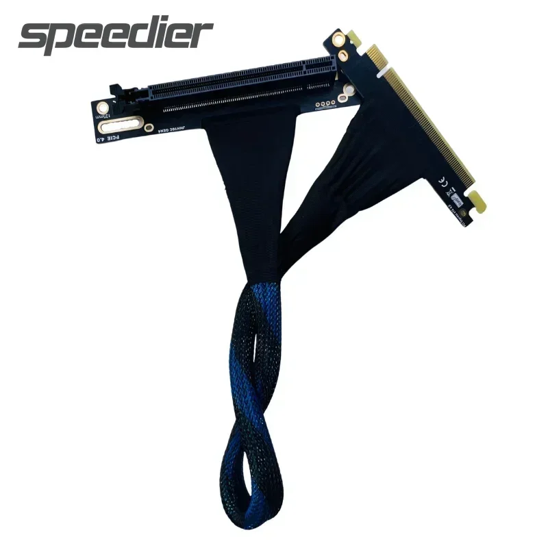 Tarjeta gráfica Premium PCIE 4,0 X16, Cable de extensión GPU, conector de 90 y 180 grados, funda de malla trenzada GEN4 para procesamiento de servidor AI - imagen 2