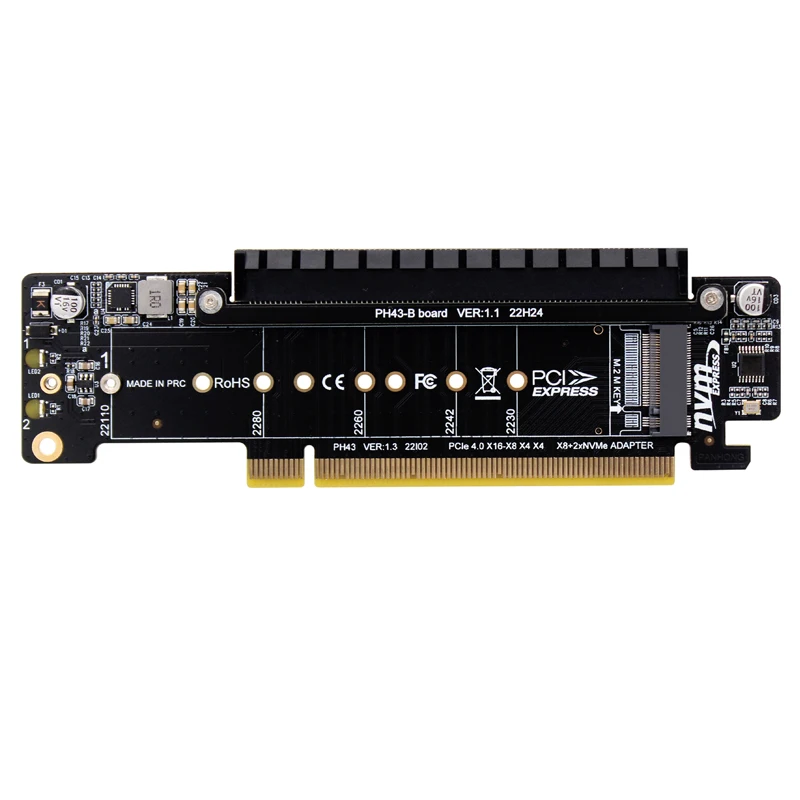 PCI Express X16 4,0 A X16 Slot + 2Port M.2 NVME PCI-E Split VROC Card M KEY NVME RAID Card para 2230 2242 2260 2280 22110 M2 SSD - imagen 3