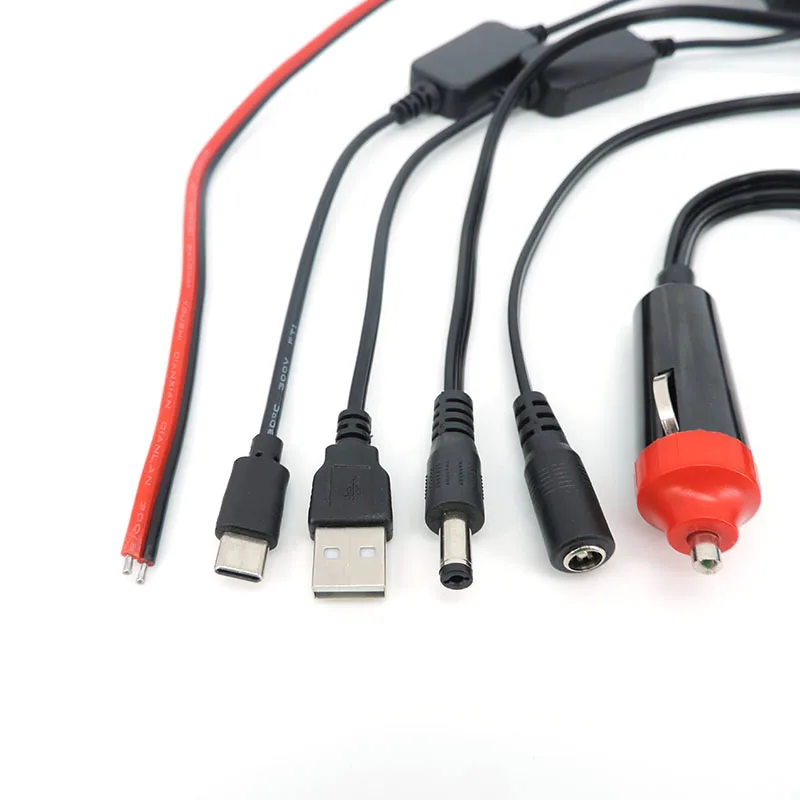 Encendedor de cigarrillos de coche dual de 12v CC macho hembra a DC 5,5x2,1 USB tipo c macho hembra conector de 5v cargador de enchufe de encendedor a7 - imagen 4