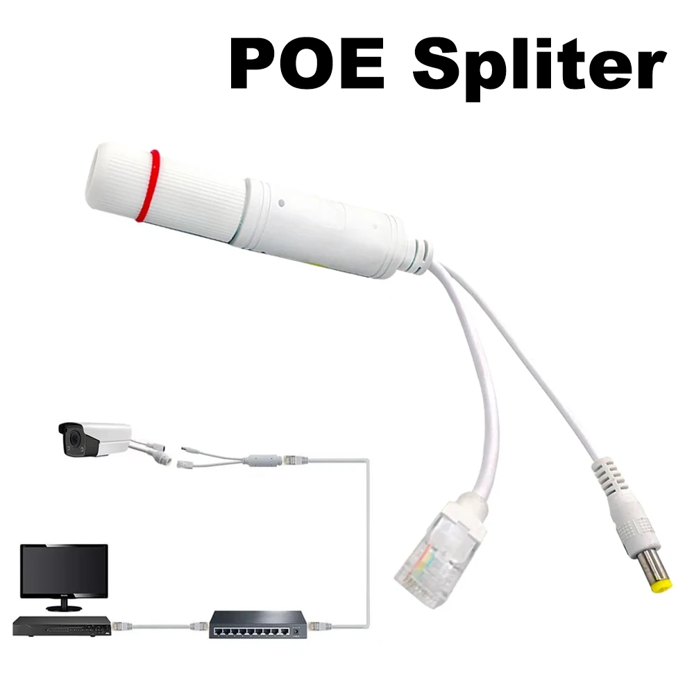 Divisor POE de 48V a 12V, adaptador de corriente de vídeo impermeable, módulo de suministro de Cable, extensor de inyector para sistema de Control de acceso de cámara IP