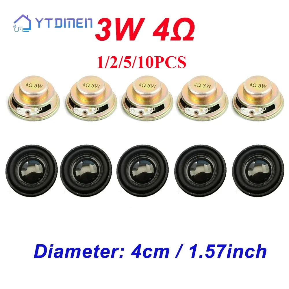 1-10 Uds. Mini altavoz de 1,57 pulgadas 3W 4R 4cm 4 Ohm diámetro del altavoz 40mm altavoz trompeta para Kit Arduino