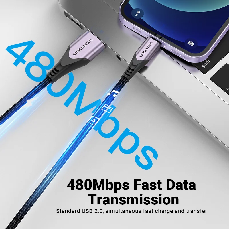 Vention MFi Cable USB a Lightning para iPhone 14 13 12 Pro Max 2.4A Cable de carga rápida datos para iPad Mini Cable de datos de teléfono - imagen 2
