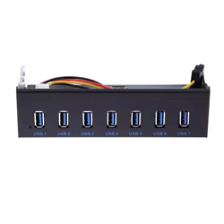 Panel frontal para carcasa de ordenador, 7 puertos USB 3,0 Hub de 5Gbps, 5,25 pulgadas, Bahía de unidad de CD-ROM, CD ROM, USB 3,0, cabezal de 19 pines A Cable macho tipo A