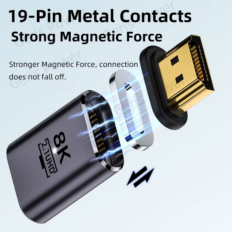 Adaptador magnetico HDMI 2,1 8K 60Hz conector 90 grados para monitor - imagen 4