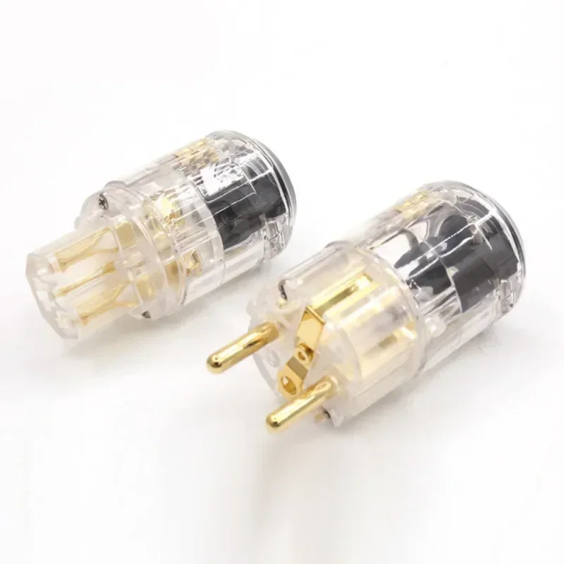 Conectores de enchufes Schuko de alimentación europea IEC, adaptadores de enchufe macho hembra chapados en oro y cobre DIY, conectores de cable de suministro eléctrico de Audio
