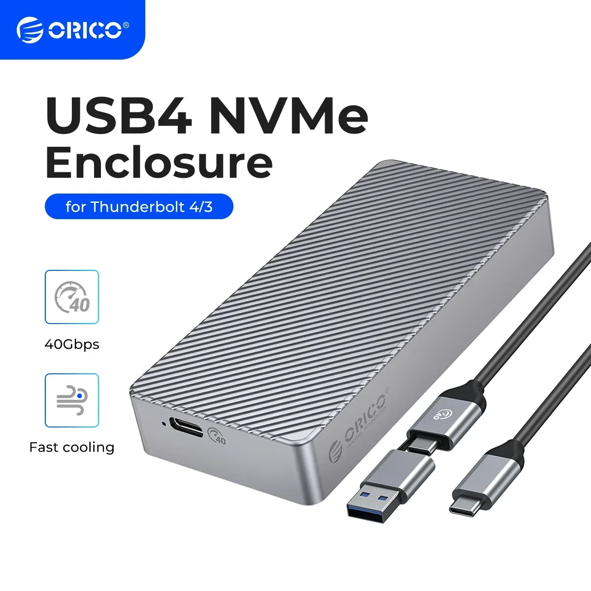 ORICO 40Gbps M.2 NVMe SSD Caja USB4 PCIe3.0x4 USB C Adaptador Externo Aluminio Compatible Thunderbolt 3 4 - Vista principal del producto