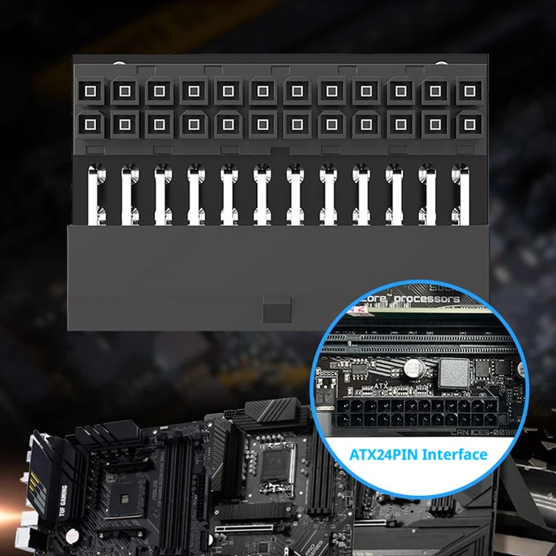 Adaptador de placa base TEUCER 24PIN ATX 90 °   Cabezal de conversión 5V 3PIN RGB sincronización de iluminación adaptador de corriente de placa base de PC - imagen 4