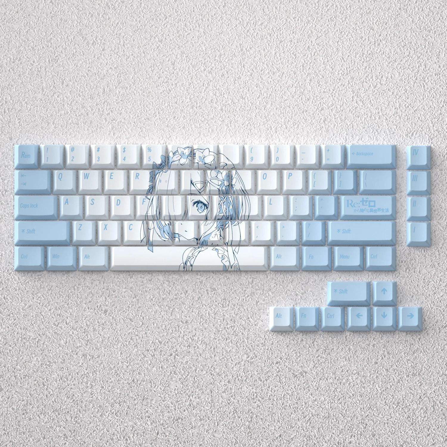 Teclas de 73 teclas Rem Anime PBT sublimación de tinte azul cereza para teclado mecánico 60 65 68 personalizado Anne Pro 2 juego Akko Fun 60pro - imagen 4