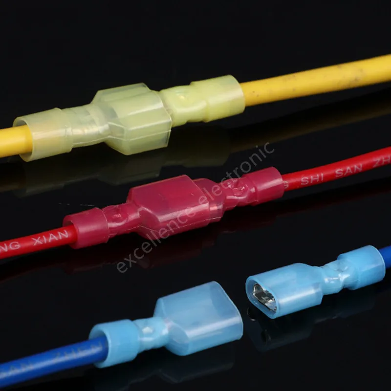 10/20/50sets 6.3mm Nylon Crimp Terminal MDFN/FDFN Fully Insulated Female + Male Spade Electrical Wire Connectors Wiring Plug Set - imagen 4