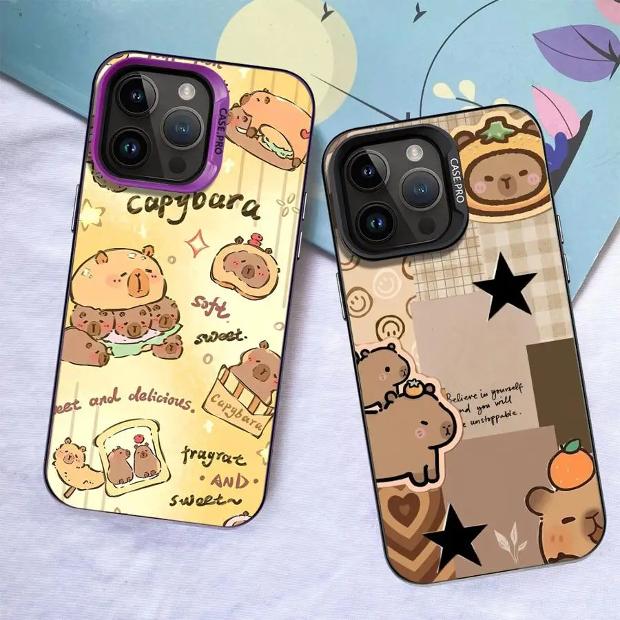 CapyBara Linda funda trasera para teléfono para iPhone 12 XR 15 Plus 17Air XS 16 17 Pro Max 13 16e 11 14