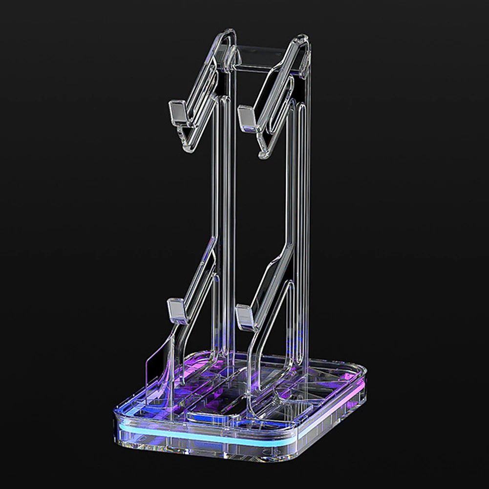 Soporte para controlador de juego Dual RGB, soporte de escritorio para ahorro de espacio, soporte para controlador de juegos extraíble antiarañazos para PS5, PS4, Switch, Xbox - imagen 4