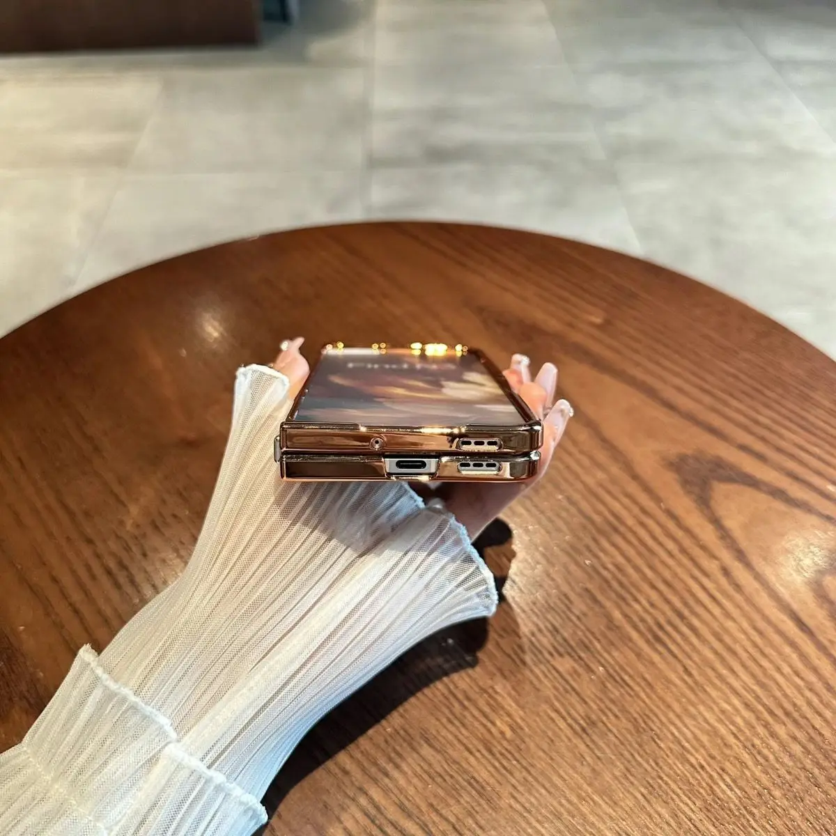 Funda protectora trasera para OPPO Find N3, carcasa completa para teléfono, carcasa dura de PC con purpurina y soporte, a la moda - imagen 3