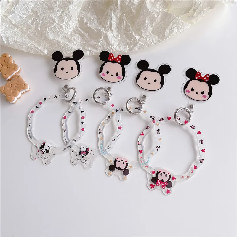 Disney-cordón de silicona para teléfono móvil, pulsera redonda anticaída creativa, funda trasera de Minnie y Mickey, correa de regalo - imagen 3