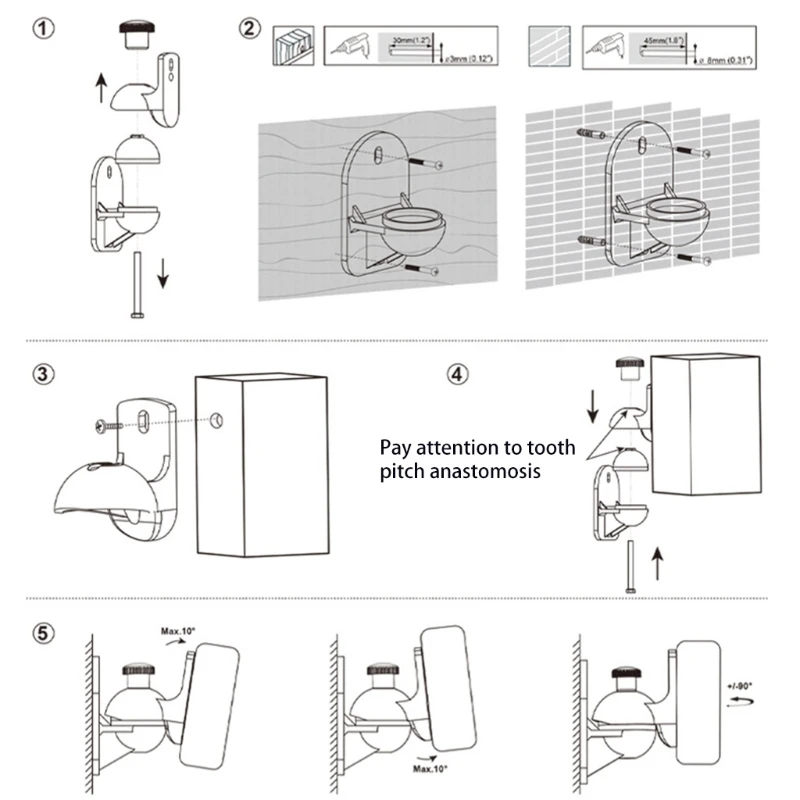 Abrazadera ajustable de montaje en techo para altavoz satélite K1KF, soporte de montaje en pared Universal con giratorio y rotación de ángulo de inclinación - imagen 2