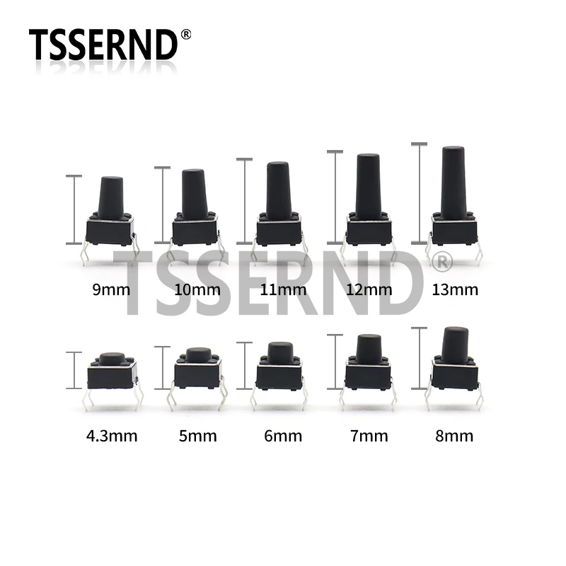 100/180/200 Uds 6x6mm Micro Kit de interruptor táctil 6x6 Mini palanca táctil botón PCB momentáneo 4 pines pulsador - imagen 5