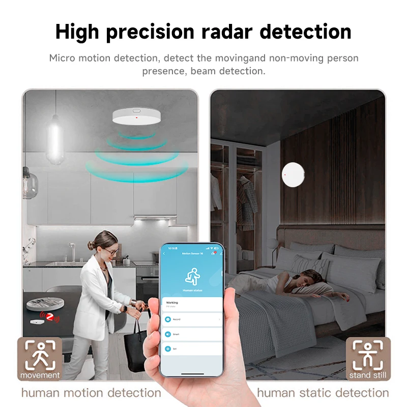 Tuya ZigBee 24G WiFi Sensor de presencia humana Sensor de movimiento detección de Radar aplicación de hogar inteligente alarma Control remoto protección de seguridad - imagen 3