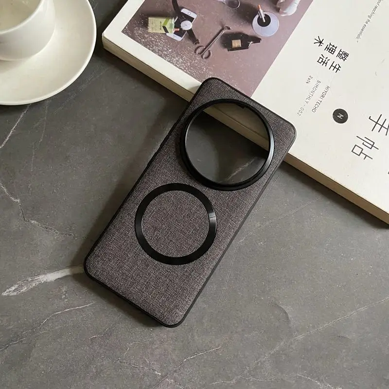 Para Xiaomi Mi 15 Ultra funda de lujo de tela PU funda trasera de carga inalámbrica magnética para Xiaomi Mi 15 14T Pro 14Ultra shell - imagen 4
