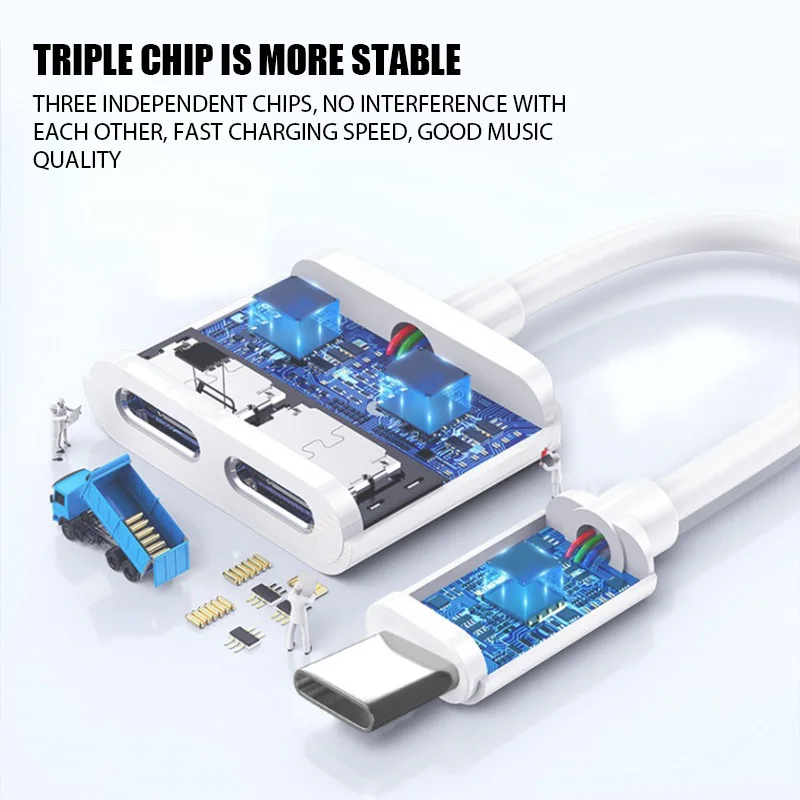 Adaptador de auriculares USB-C para iPhone 15 Pro Max Xiaomi Samsung Aux Audio Splitter tipo C a adaptador de 3,5mm Cable Jack para auriculares - imagen 3