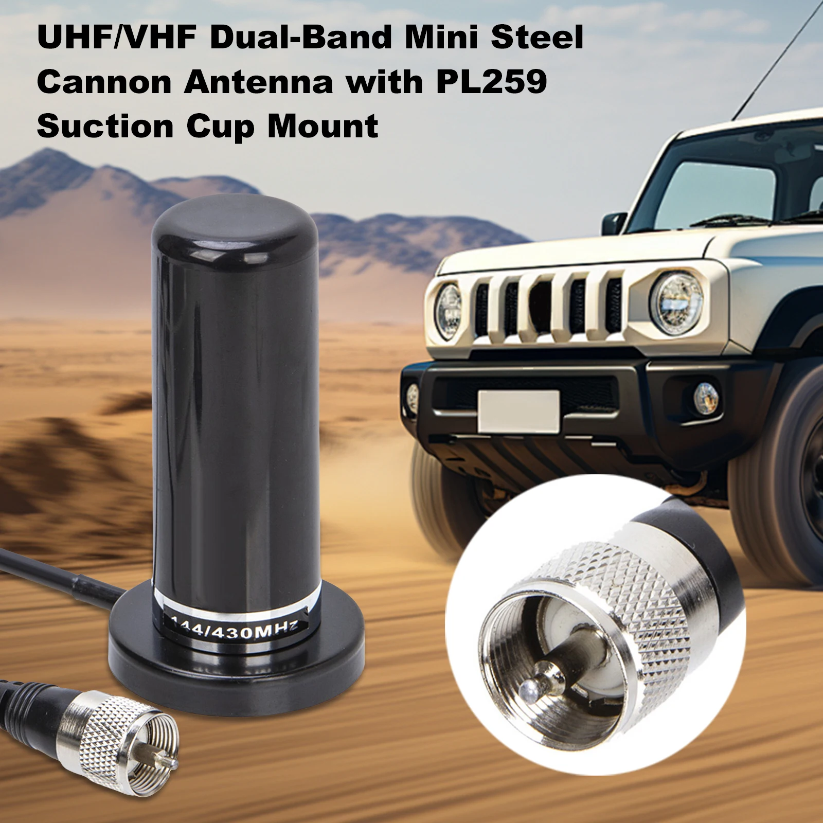 Walkie Talkie Radio de coche antena VHF UHF de doble banda conector PL259 vehículo Ham antena de Radio bidireccional móvil con Cable Base - imagen 2