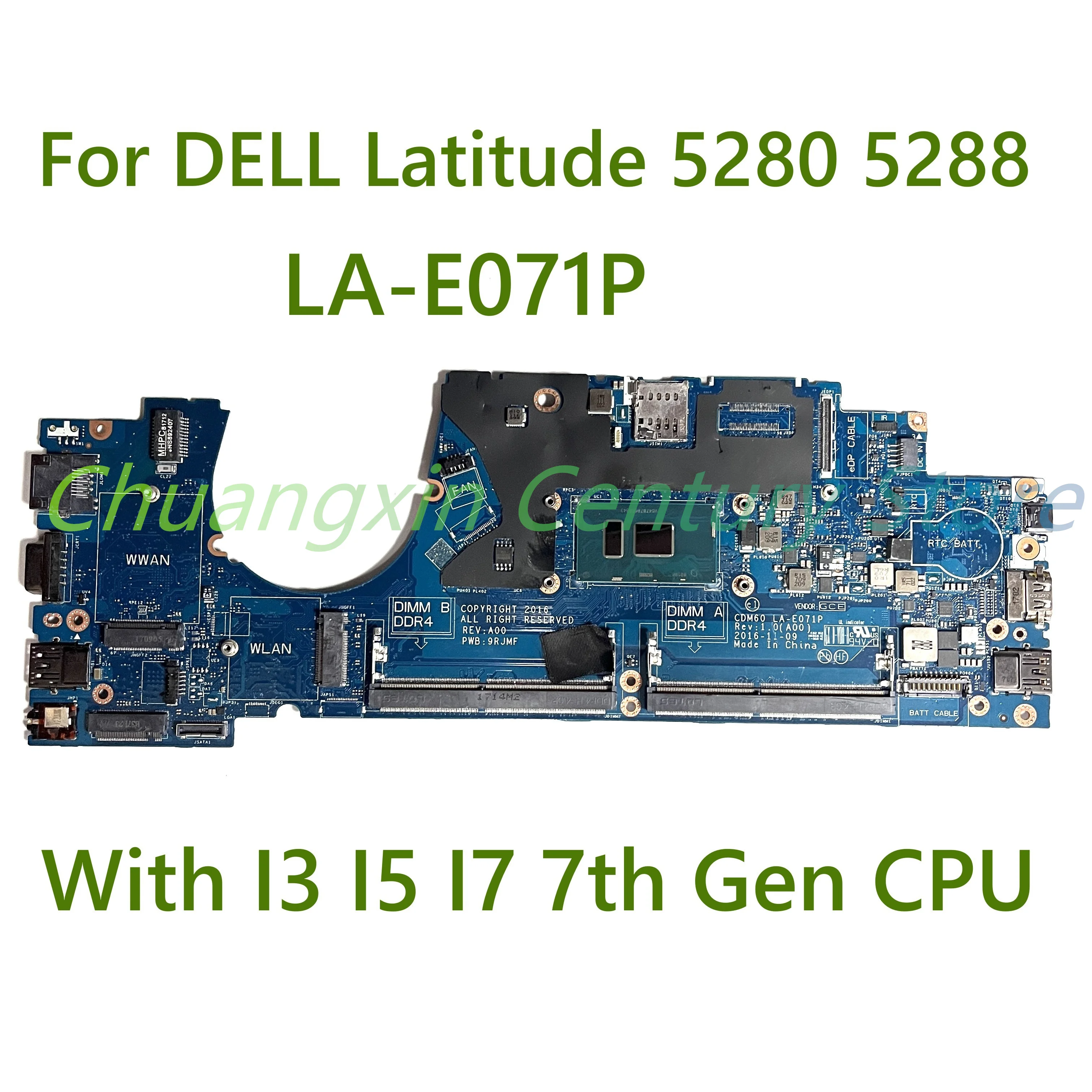 Para DELL Latitude 5280 5288 placa base de computadora portátil LA-E071 PWith I3 I5 I7 CPU de 7. a generación 100% probado completamente en funcionamiento