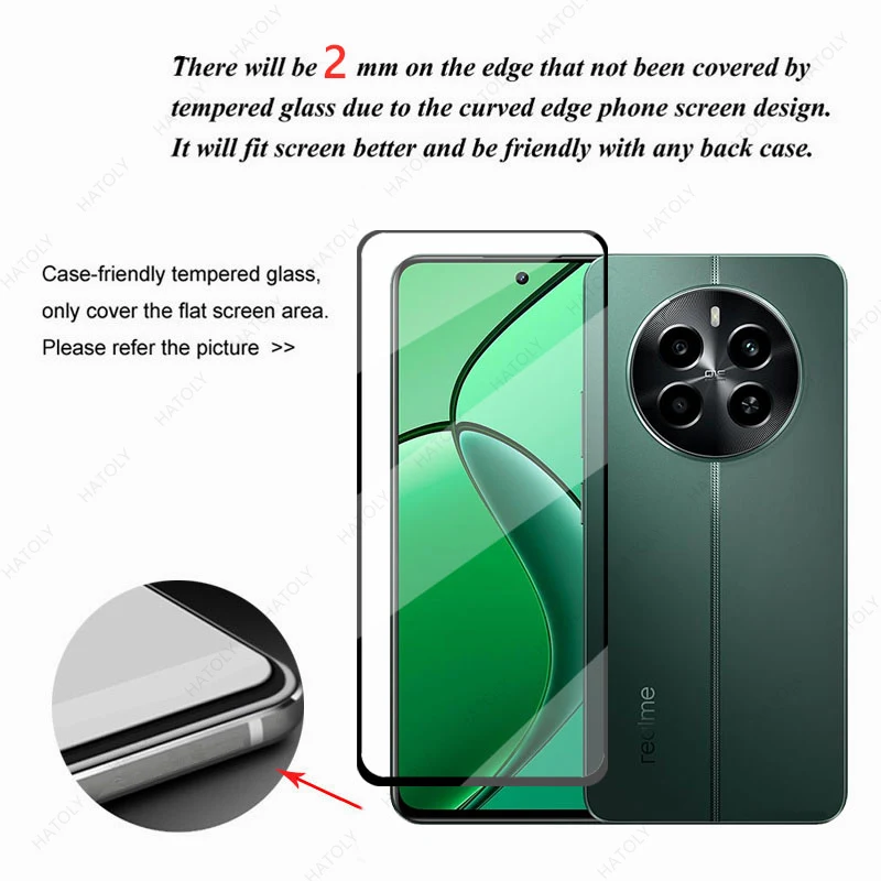 Para Realme 12 4G vidrio templado para Realme 12 4G Protector de pantalla cámara Len película HD pegamento completo vidrio para Realme 12 4G 12 Plus 5G - imagen 3