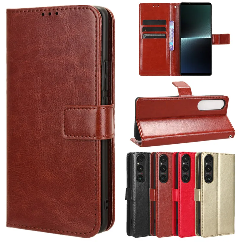 Funda de cuero con tapa para Sony Xperia 1 VI 10 V VI 5 III, cartera con ranuras para tarjetas, soporte, Coque