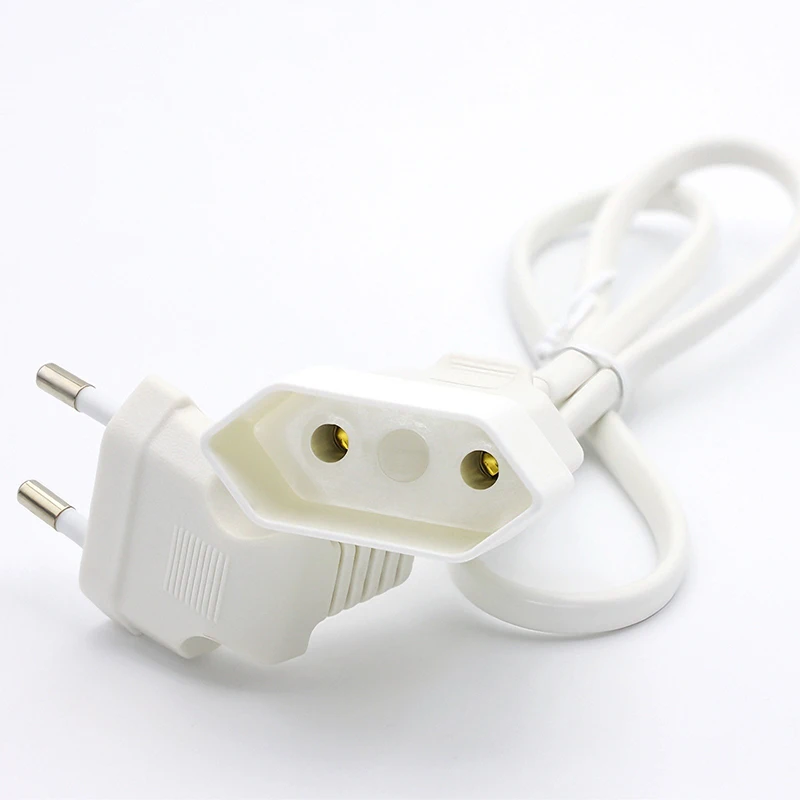 1 Uds Cable adaptador de corriente de la UE, Cable de alimentación de enchufe macho a hembra redondo europeo de 2 pines en ángulo de 90 grados para UPS PDU 0,3 M 0,6 M - imagen 2