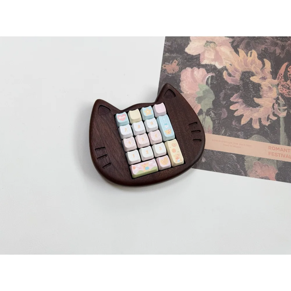 Kit de teclado mecánico Mini Cat de nogal negro, almohadilla numérica personalizada, intercambio en caliente, teclado de juego Bluetooth con cable de modo Dual, 17 teclas - imagen 2