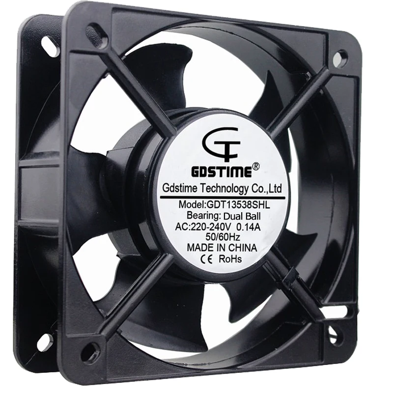 Gdstime 220V 240V 13CM 135MM x 38MM rodamiento de bolas Dual AC ventilador de refrigeración Axial 2 cables - imagen 2