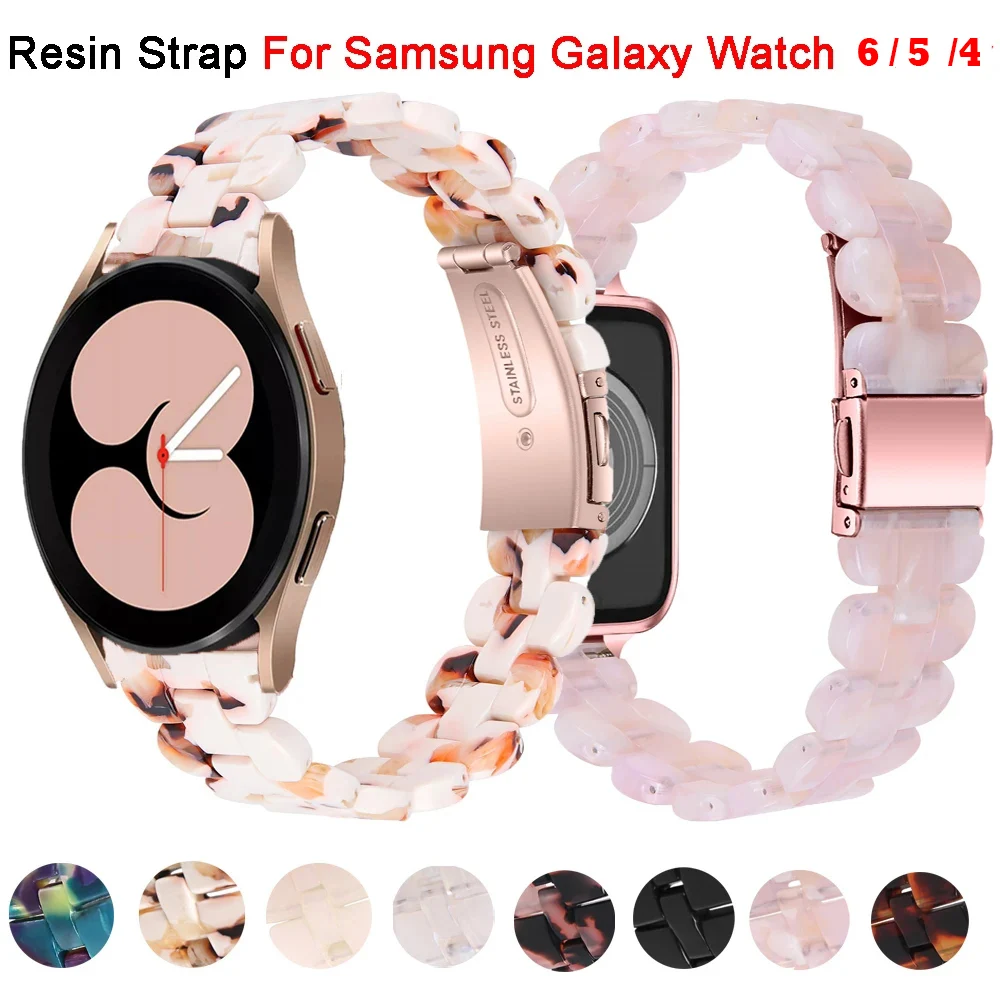 Pulsera de correa de resina para Samsung Galaxy Watch6 5 4 40 44mm/7 Classic 43 47mm Watch 5pro 45mm, pulsera de correa para mujer