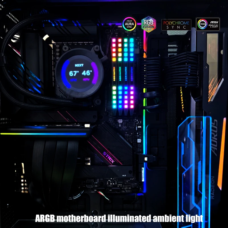 Luz trasera de la placa base del ordenador 5V ARGB, decoración de iluminación MB, Panel plano trasero, súper compatibilidad para tipo ATX o MATX, AURA - imagen 5