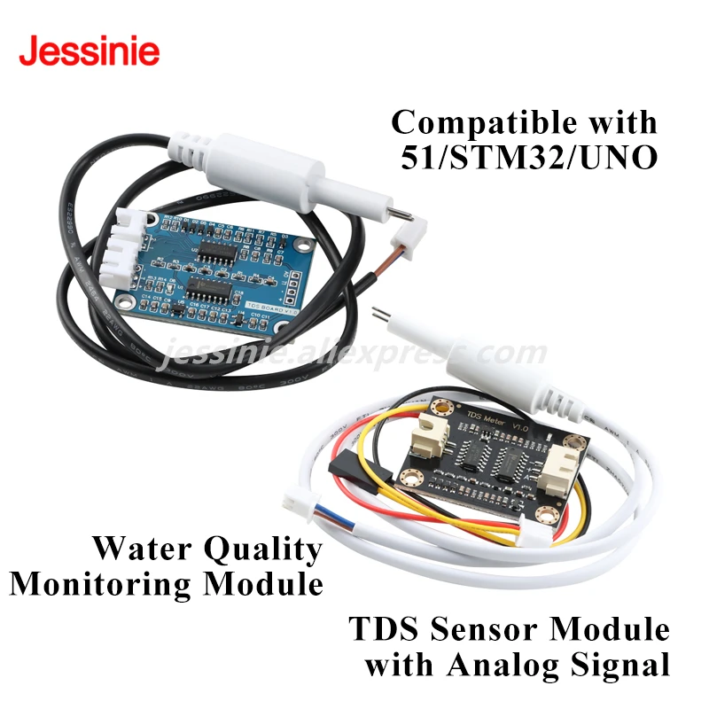 1-5 uds Sensor TDS señal analógica conductividad de agua sólida disuelta detección de líquido Monitor de calidad 1000ppm para Arduino 51/STM32