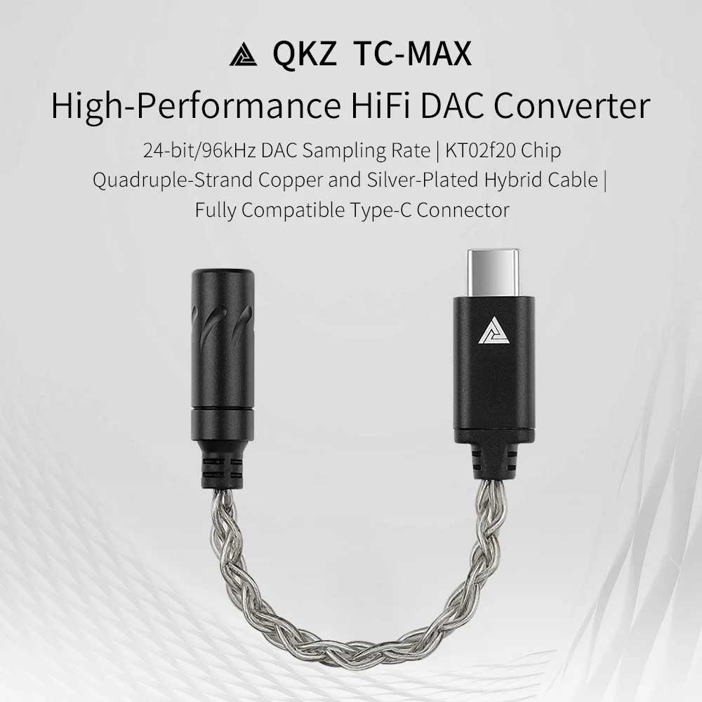 Adaptador de Audio QKZ TC MAX USB Tipo-C a 3.5mm, Decodificador con Chip KT02F20, Amplificador de Auriculares para iPhone, Samsung, HUAWEI - imagen 2