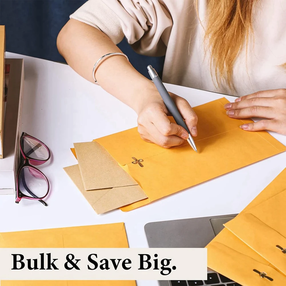 Sobres superiores con cierre de 6 x 9 pulgadas con sello engomado, sobres de correo con cierre pequeño hechos de papel Kraft de 28 libras, paquete dur a granel de 120 - imagen 2