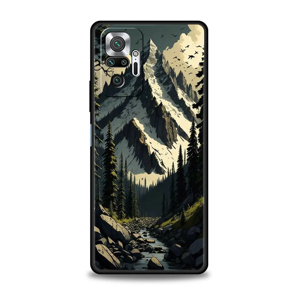 Funda de teléfono para Xiaomi Redmi Note 13, 12, 5G, 9S, 9, 8, 10, 11 Pro, 9T, 13C, 12C, 10C, 9C, 9A, 7 Pro, cubierta de silicona suave, geometría del bosque, madera - imagen 4