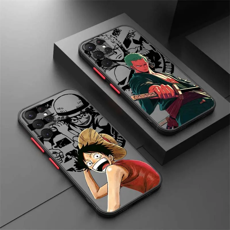 Funda de teléfono de una pieza Luffy Trend Zoro para Samsung A56 A42 A36 A34 A33 A32 A23 A16 A04 A03 Note 20 5G esmerilado translúcido