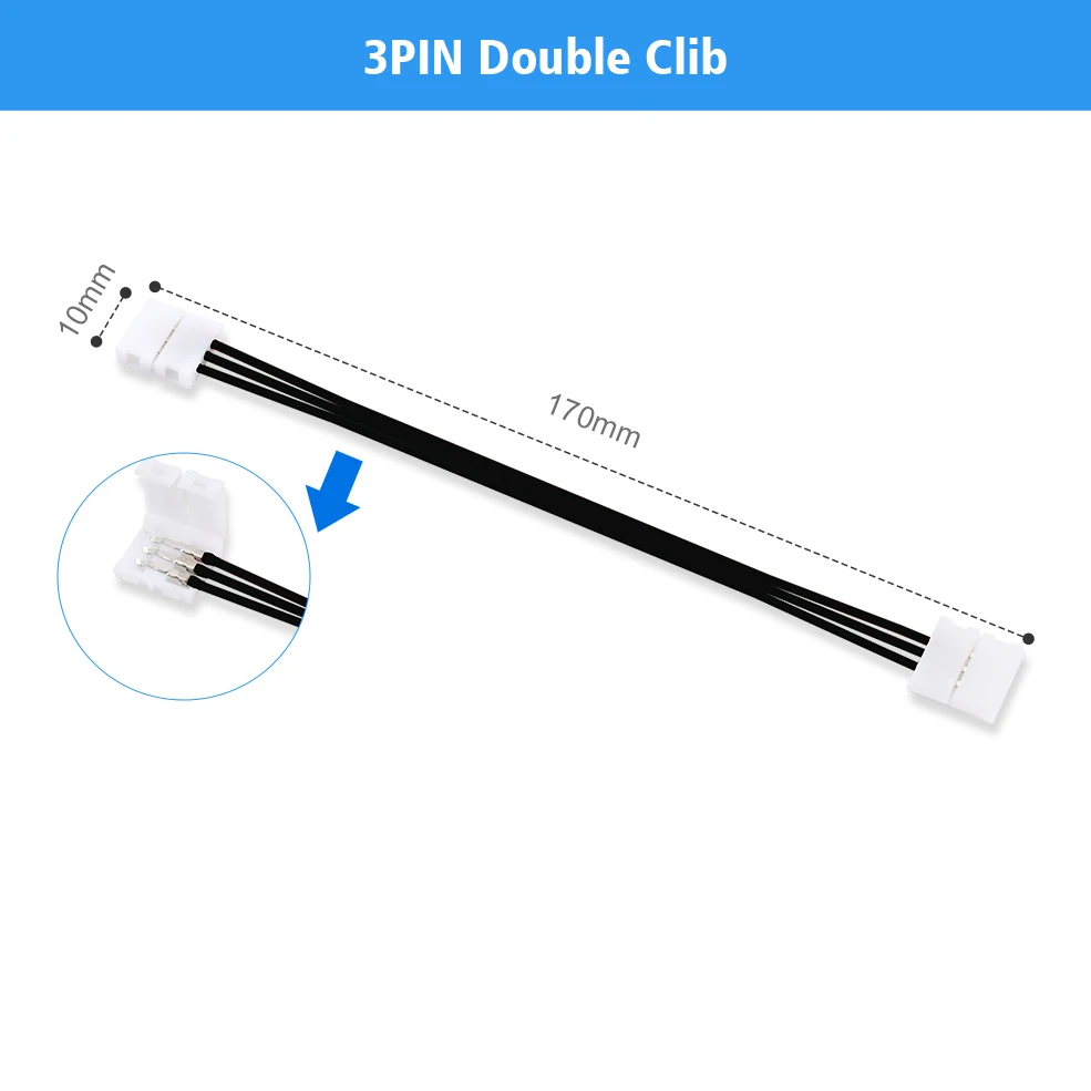 Conector de tira LED de 1/5/10 piezas, Cable de extensión de 2/3/4/5pin, 8mm/10mm, Conector de cinta LED 22AWG para tira LED RGB RGBW 2835 5050 - imagen 5