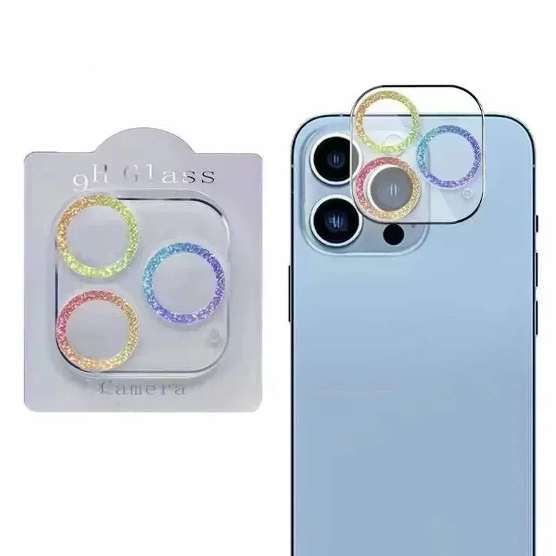 Protector de lente de cámara con purpurina para IPhone 17 16 15 Pro Max 12 Mini Plus 16 Pro 13Pro IPhone 15 cubierta completa de vidrio templado - imagen 5