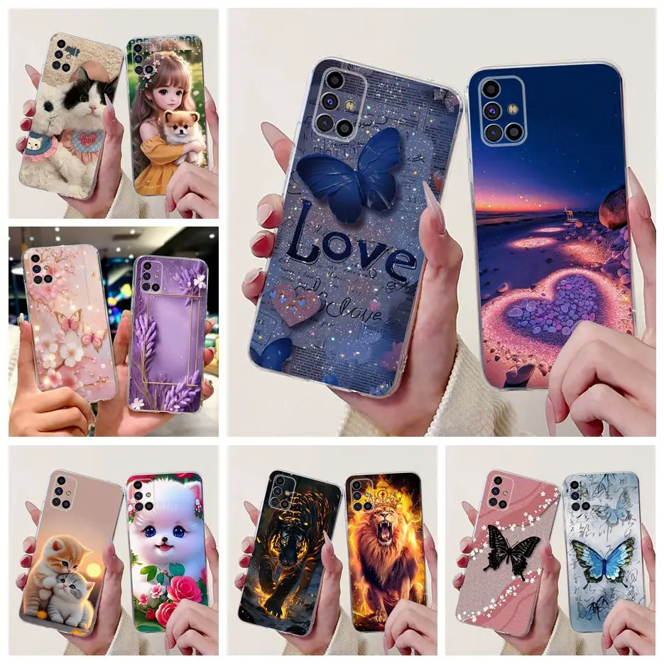 Para Samsung Galaxy M31s funda SM-M317F lindo amor corazón pintado funda de silicona suave funda de teléfono para Samsung M31s M 31 s M317F Shell