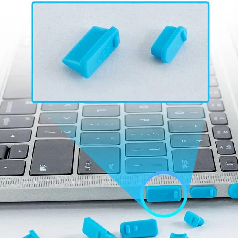 16 Uds Universal Anti polvo portátil puerto enchufe Protector de silicona USB elástico cubierta de ordenador portátil tapón - imagen 3