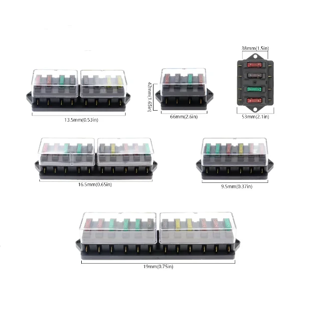 Caja de fusibles para coche de 4/6/8/12 vías, portafusibles para coche, camión, caja de fusibles de cuchilla automática con fusibles 4/6/8/12 para circuito estándar ATO de 12V 24V - imagen 2