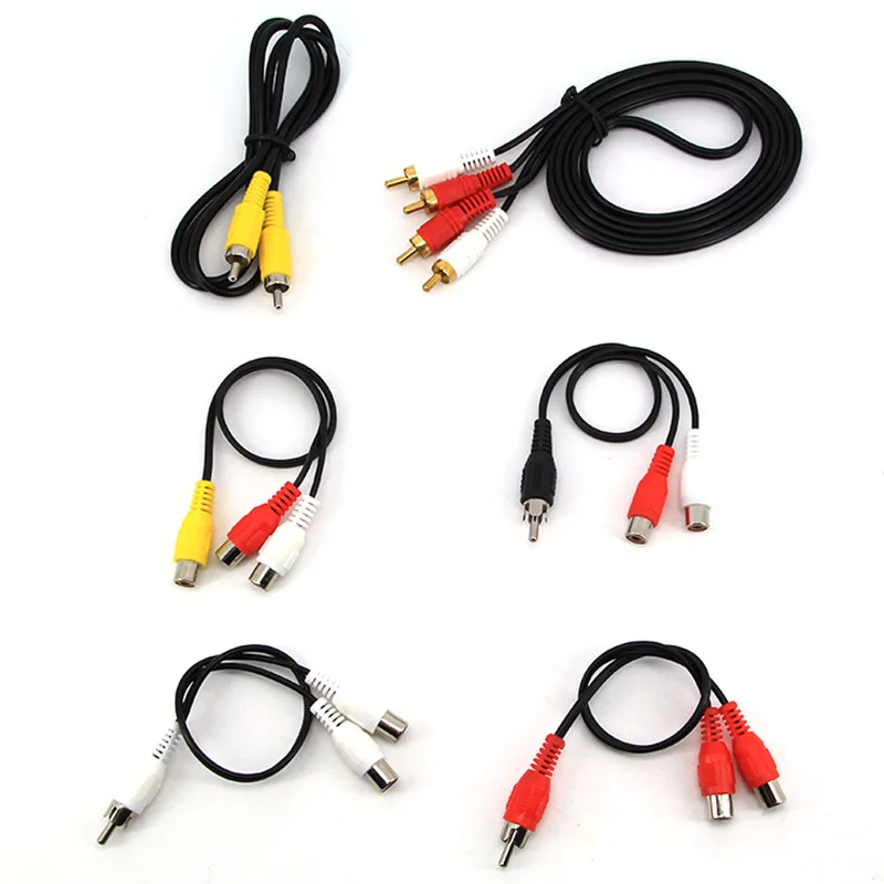 2 RCA 1 macho hembra a macho 2 RCA 2RCA vía hembra Cables divisores para conector de extensión de Audio/vídeo cable rojo y blanco A7 - imagen 3