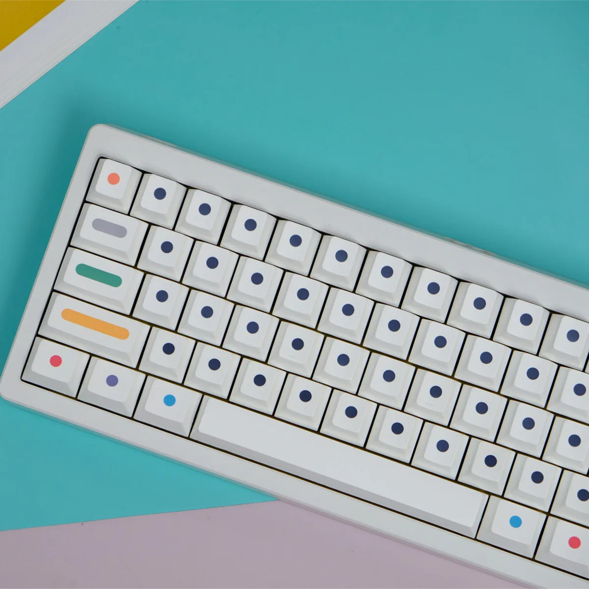 Teclas de punto redondo de 133 teclas, juego blanco minimalista, sublimación de tinte PBT, perfil de cereza para interruptores Mx, teclado mecánico Wooting60